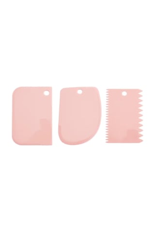 Plastik Hamur, Pasta, Börek Şekillendirme, Kazıma, Kesme Seti, Açık Pembe, 3'lü Set