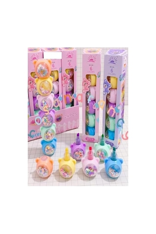Pullu Ayıcık Yumurtlayan Fosforlu Kalem 1 Paket 5 Renk Pullu Ayıcık Figürlü İşaret Kalemi Mini 5 Li Fosforlu Kal Genel