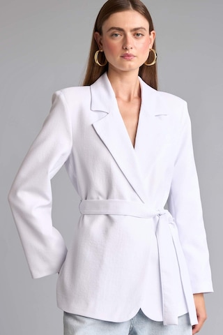 Defacto Regular Fıt Kuşaklı Blazer Ceket H0851ax26smwt36 Beyaz-wt36