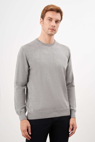 Morven Erkek Gri Basic Bisiklet Yaka Dynamic Fit Rahat Kesim Triko 25kc017001100 Gri