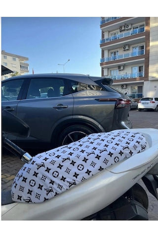 Lv Siyah Beyaz Desenli Motor Sele Kılıfı 1.kalite Likrali Penye Yıkanabilir