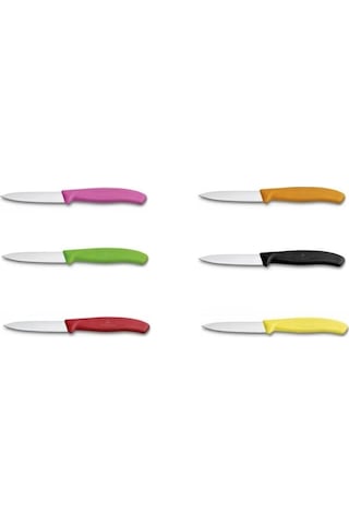 Victorinox 8Cm Sivri Uç Düz Soyma Bıçağı Sarı