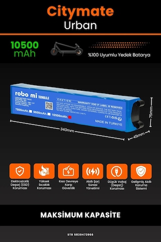 Citymate Urban / 36v 10500mAh Elektrikli Scooter Bataryası