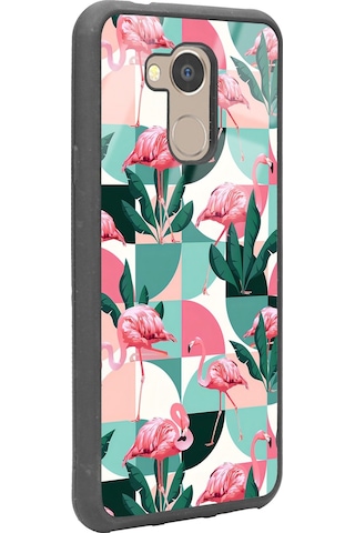 General Mobile Gm 8 Retro Flamingo Duvar Kağıdı Tasarımlı Glossy Telefon Kılıfı Çok Renkli
