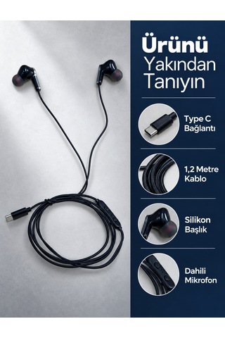 Mikrofonlu Ve Kumandalı Kulak İçi Kulaklık Type C Girişli Akyı-384129