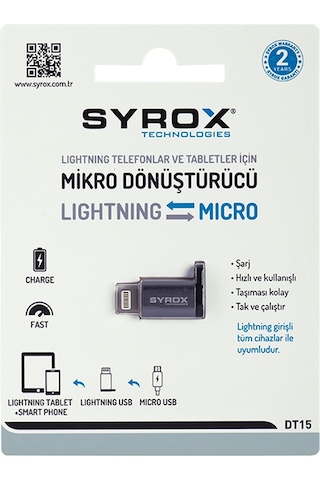 Syrox Dt15 Micro Usb To Lightning Dönüştürücü