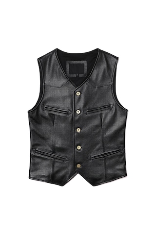 Vashion Hakiki Deri Siyah Yelek