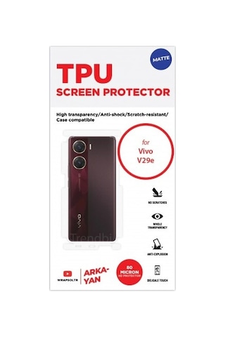 Vivo V29e Mat Arka Ve Yan Koruyucu Tpu Film