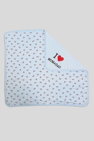 %100 Pamuklu Yenidoğan Çift Katlı Penye Bebek Battaniyesi Sb 514 Mavi Mavi