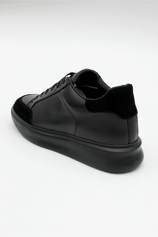 Man Erkek Hakiki Deri 7 Cm Boy Uzatan Siyah Spor Ayakkabı Siyah