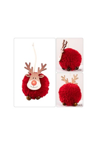 Fortunelane Kahverengi Yün Ahşap Geyik Şekilli Noel Ağaç Çiçeği, İç/dış Dekorasyon, Sevimli Stiliyle Noel Atmosferi Yaratır - 1 A Kahverengi