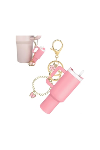 Monyee Mini Kupa Anahtarlık, Çift Yönlü Kullanim, Açelya Ve Çiçek Takıları, Lipstick/lip Balm Taşıyıcı, Akrilik+alloy Malzeme