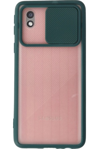 Galaxy A01 Core Kılıf Palm Buzlu Kamera Sürgülü Silikon - Yeşil