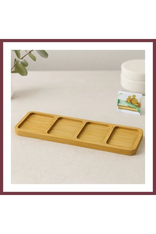 Storeşahin 4 Bölmeli Dikdörtgen Bambu Servis Tepsisi 32.8x10x1.4 Cm Shn0720