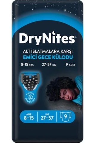 Huggies Dry Nites Erkek Emici Gece Külodu 27-57 KG 8-15 Yaş 9 Adet