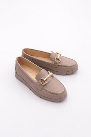 Dgn 5604-2 Kadin Aksesuarli Loafer Ayakkabi Vizon Floater