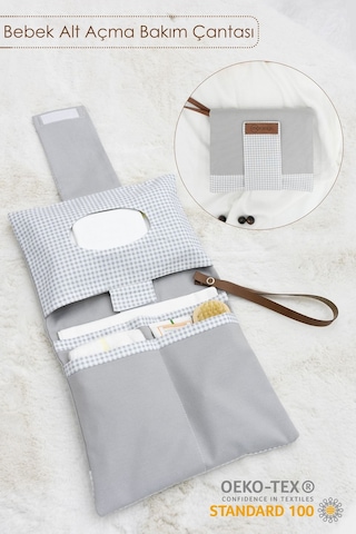 Mordesign Bebek Alt Açma Bakım Çantası, Anne Bebek Organizeri, Yıkanabilir, Kir Tutmaz, Junior Serisi, Gri Gri Zg975 Gri