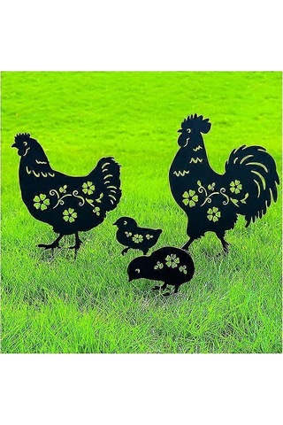 Metal Horoz At Yavru Kedi Yavru Köpek Kazıklar Açık Bahçe Çim Patio Dekorasyonhoroz