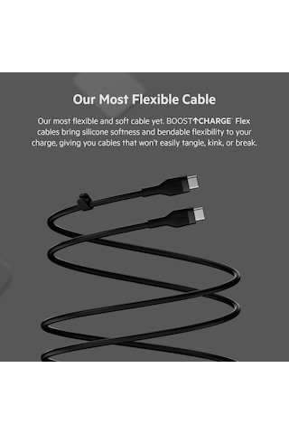 Belkin Boostcharge Flex 1 M Siyah Type-C To Type-C Hızlı Şarj Kablosu (Outlet)