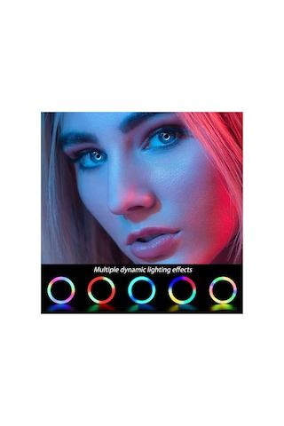 Rgb Renkli 10 İnç Ring Light Çekim Işığı, 2 Metre Tripod Ayaklı Telefon Tutucu, Influencer Video Fotoğraf Makya