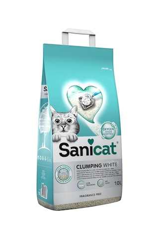 Sanicat Koku Kontrollü Topaklaşan Beyaz Tanecikli Bentonit Kedi Kumu 10 L