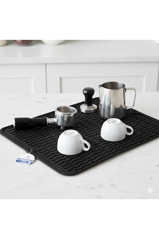 Siyah 40x30cm %100 Silikon Bulaşık Kurutma Matı Bulaşık Altlığı,bulaşık Kurutmalığı Bulaşık Pedi Siyah