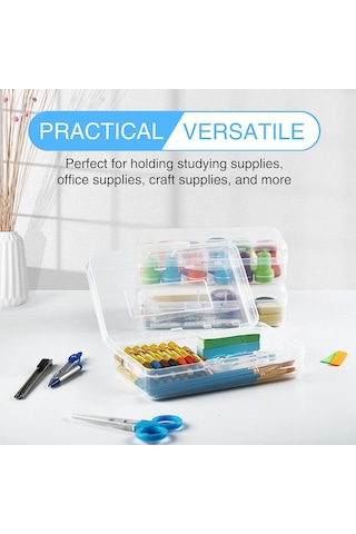 Sooez 3'lü Kalem Kutusu, Büyük Boy Kalem Kutusu, Şeffaf Tebeşir Kutusu, Kalem Düzenleyici, Kapaklı Plastik Saklama Kabı Th
