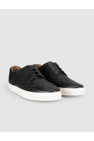 Cabani Siyah Hakiki Deri Erkek Oxford Sneaker