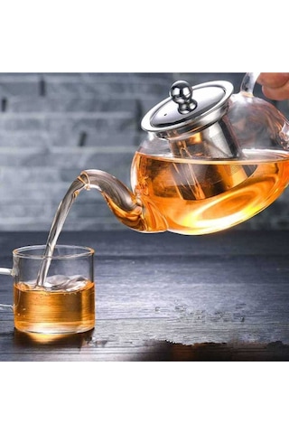 Cam Demlik 600 Ml - Çelik Süzgeç Cam