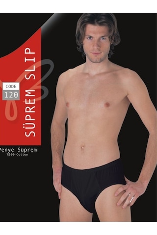 Erkek Siyah Süprem Penye Slip % 100 Pamuklu 3'lü Paket 120-3s Siyah