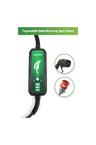 Goboenergy Cmp22 Basic 22 Kw Ac Taşınabilir Elektrikli Araç Şarj Cihazı / Type2 5 Metre Kablolu / Taşıma Çantası