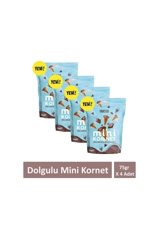 Kakaolu Fındık Kreması Ve Sütlü Çikolata Dolgulu Mini Kornet 75 Gr X 4 Adet