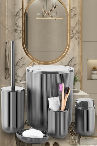 5 Parça Banyo Seti Gri Diğer