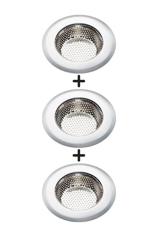 3 Lü Paslanmaz Çelik Lavabo Süzgeci 11.5 Cm Evye Gider Süzgeci 304 Çelik Büyük Boy Diğer
