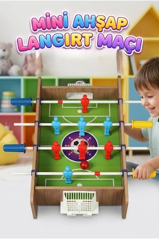 Masaüstü Ahşap Mini Futbol Maçı Taşınabilir 2 Kişilik Pratik Küçük Eğlenceli Oyuncak Langırt