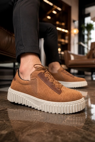 Mevese Dlob Erkek Bağcıklı Süet Günlük Casual Spor Sneaker Ayakkabı - Taba