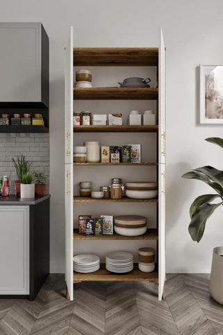 Panjurlu Metal Kulp Pnj4190 Çok Amaçlı Dolap 4 Kapaklı Mutfak Dolabı Balkon Dolabı Kiler Banyo Dolabı Ayakkabılık Ekru Ceviz