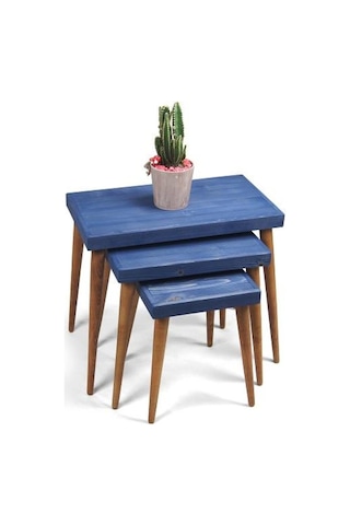 Doğal Ağaç Masif Kütük Lata 3’Lü Zigon Sehpa (549607972)