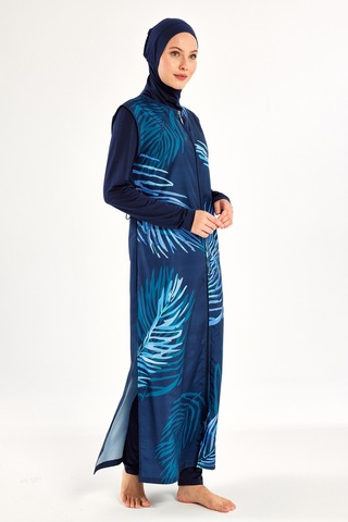 Uzun Tam Boy Tam Kapalı Tesettür Mayo 1307 Lacivert Lacivert