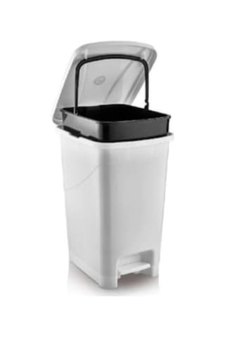 Omnipazar Srl-3028 Slim Pedallı İç Kovalı Plastik Çöp Kovası 15 Litre Beyaz
