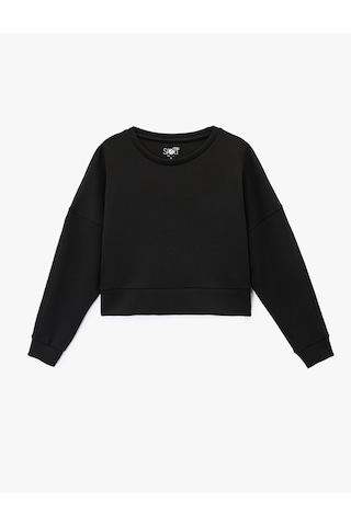 Koton Uzun Kollu Bisiklet Yaka Oversize Spor Sweatshirt Siyah 6wak10140nk Siyah