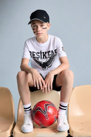 Defacto Beşiktaş Kısa Kollu Pijama Üst Şort Pijama Alt 2li Pijama Takımı Erkek Çocuk H7618a826hswt34 Beyaz-wt34