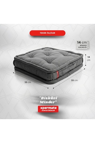 Xpermate Bisküvi Minder Petek Önü Fransız 55x55x14 Antrasit