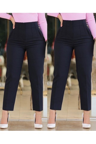 Hazego Kadın Üste Oturan Paçası Bilek Üzerinde Biten Krep Kumaş Kumaş Pantolon 36 S - 50 5xl Siyah