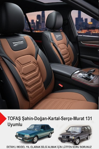Titanyum Serisi Lüks Keten Oto Koltuk Kılıfı Tofaş Kartal-şahin-doğan-serçe-tempra İle Uyumlu Taba