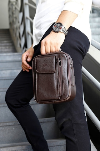 Adelina Erkek Koyu Kahve Deri Çelik Kasalı Telefon Bölmeli El Ve Koyu Kahverengi