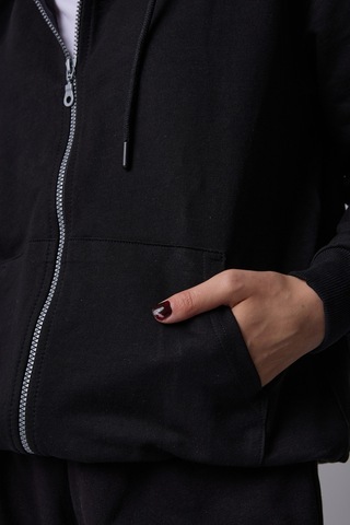 Defys Defy S Kadın Oversize Kapüşonlu Fermuarlı Cepli Sweatshirt Siyah - 527346818 Siyah