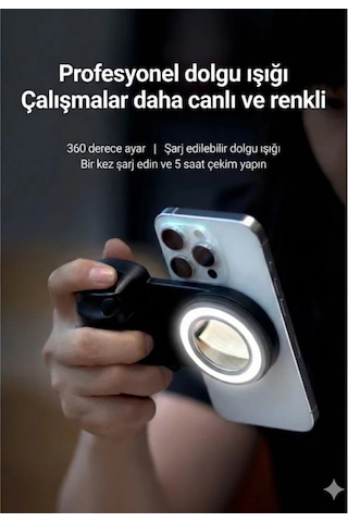 Bluetooth Manyetik Telefon Yapıştırma Kavrama Halka Dolgu Işığı İle Magsafe Selfie Klips