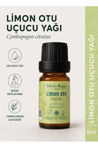 Minia Bahçe Bitki Ve Sanat Atölyesi Limon Otu Uçucu Yağı Saf ve Katkısız Bitkisel Uçucu Yağ 10 ML