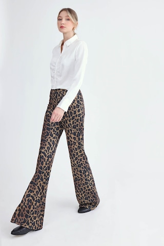 Vitrin Leopar Desen İspanyol Paça Pantolon